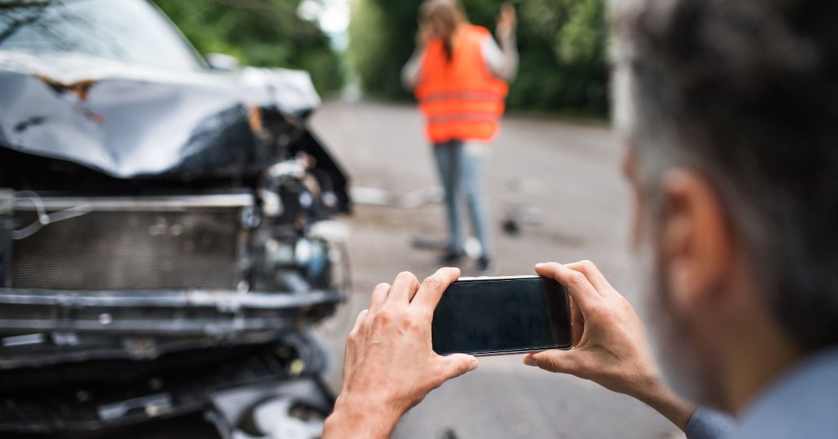 Taking photos after car accident