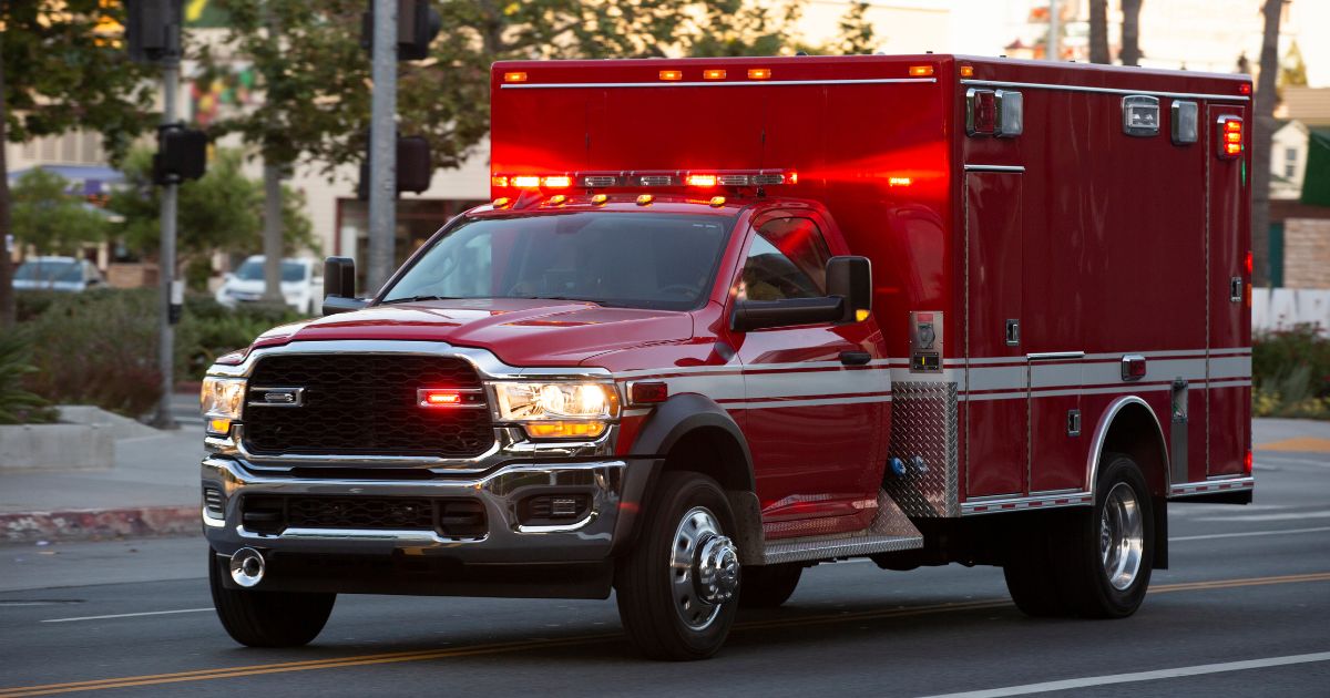 ambulance arriving to help injured pedestrian